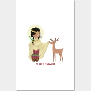 Santa Kateri Tekakwitha con venado Posters and Art